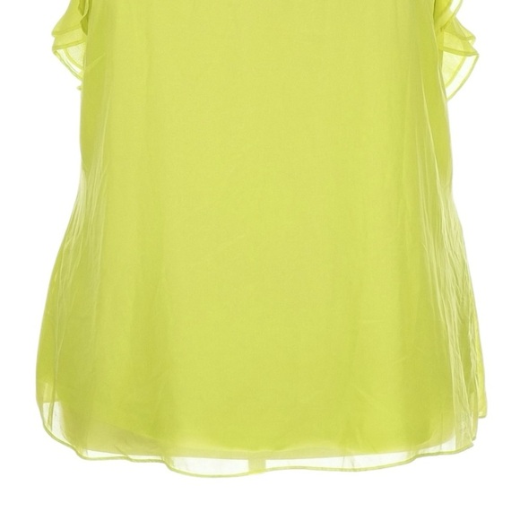City Chic Chiffon Blouse 24 Lemon Yellow Lime Ruffle Halter Tie Neck Lightweight - Picture 5 of 9